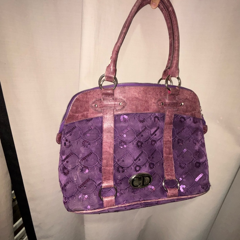 Dior Pink and Purple Shoulder Bag with Textured Design